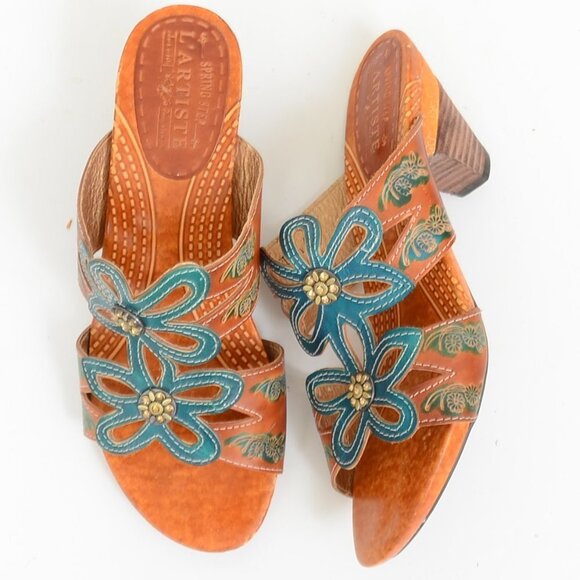 L'Artiste by Spring Step Carlina Flowers Slip On Sandals Size 41 US10 - Picture 1 of 11